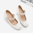 thumbnail image 4 of PENNYSUE Women's Mary Jane Pumps High Heels - Round and Closed Toe Shoes with Double Ankle Strap Buckle for Summer Party Wedding Occasions, 4 of 5