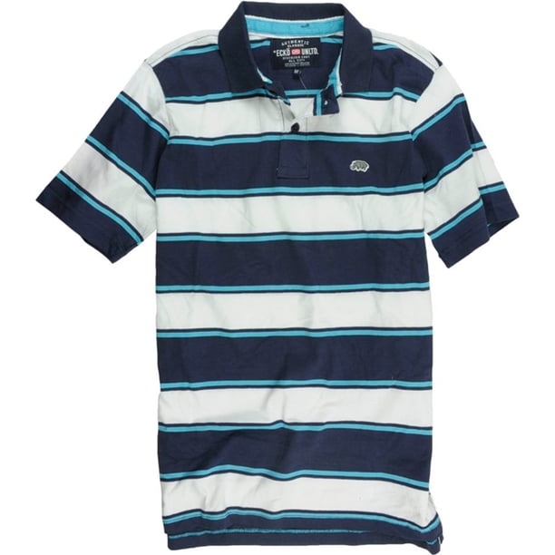 Ecko Unltd. Polo de rugby con rayas de graduación para hombre, azul, XXL