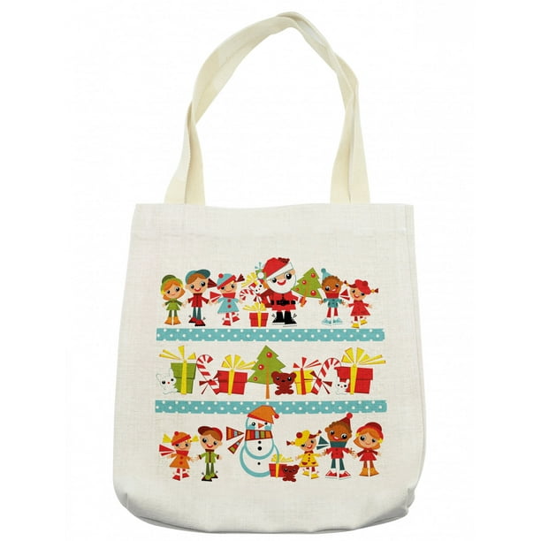 Christmas Tote Bag, Santa Giving Surprise Presents to Joyful Children ...