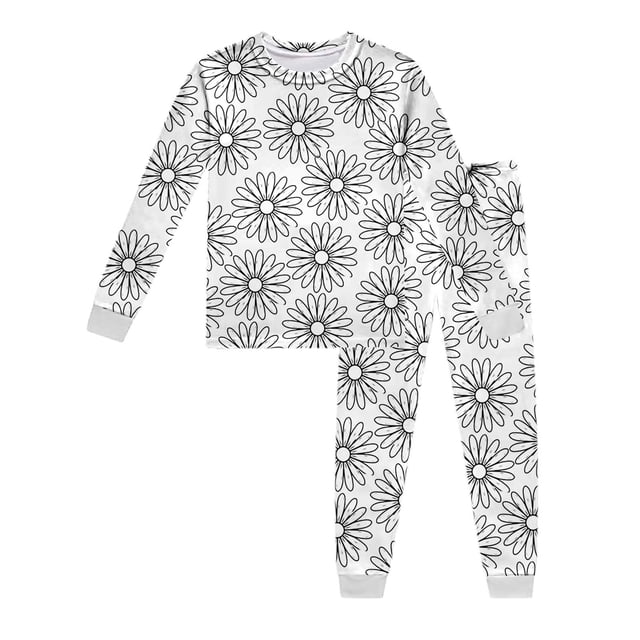 FhsagQ Tenues pour Filles Enfants Col Rond Manches Longues Haut Pantalon Pyjamas Ensemble Peint à la Main Vêtements de Maison Filles Tout-Petits Tenues de Printemps 4T-5T Pâques Blanc 3-4 Ans