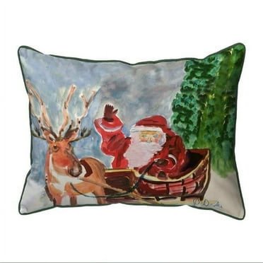 Betsydrake HJ1225 16 x 20 in. Reindeer & Santa Indoor & Outdoor Pillow - Large