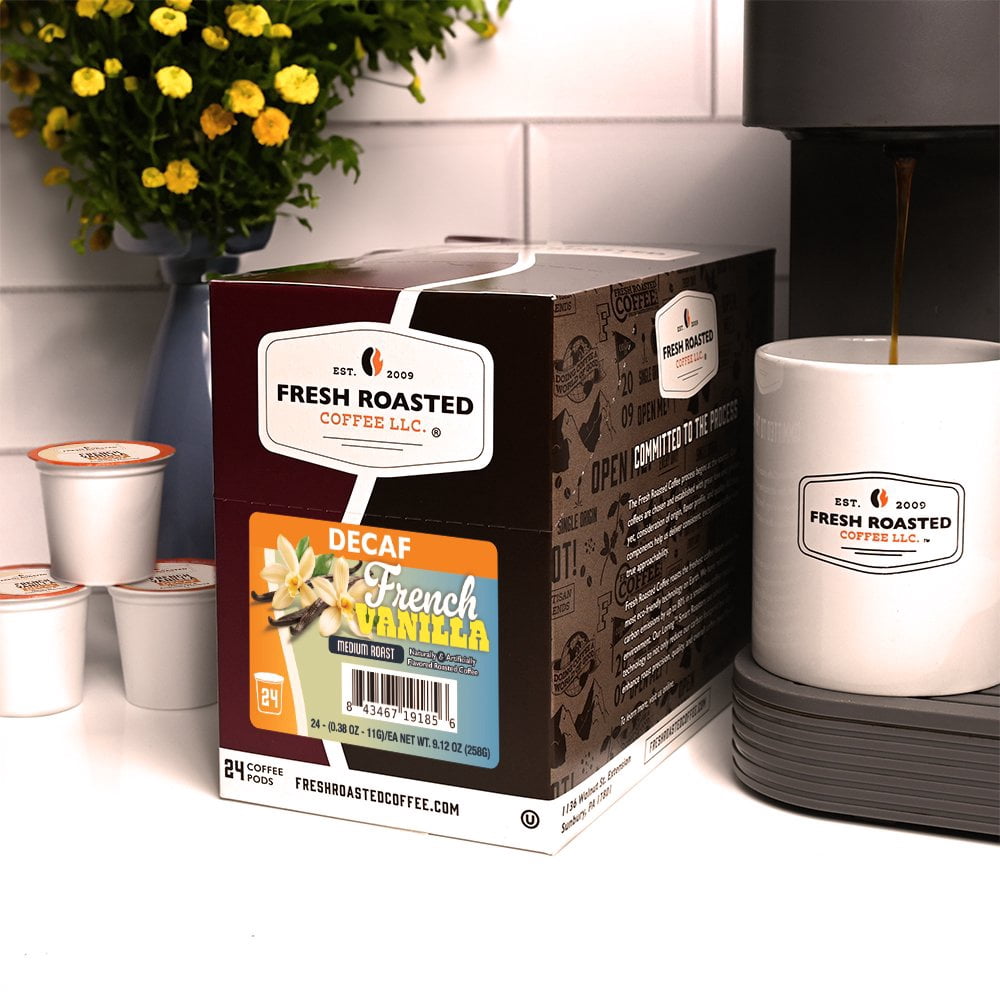 Fresh Roasted Coffee's Flavored Coffee Collection, Decaf Vanilla, 72 K-compatible Pods