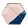 Harlow & Grey, Erika Pale Pink, Navy and Rose Gold Foil Colorblock Large Paper Plates, Hexagon, 10.5", 8 Count
