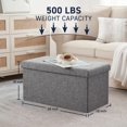 thumbnail image 3 of Ornavo Home Foldable Tufted Linen Large Storage Ottoman Bench Foot Rest Stool/Seat - 15" x 30" x 15" (Grey), 3 of 17