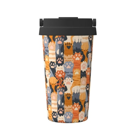 

KLL Cat Paws Pattern Stainless Steel Vacuum Insulated Tumbler - Carry Insulated Coffee Mug - Reusable Insulated Cold Brew Iced Coffee Cup Thermos