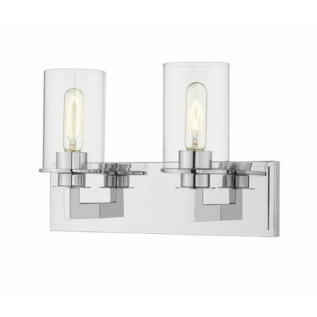 

2 Light Vanity Light Fixture in Art Moderne Style 16.25 inches Wide By 10.25 inches High-Chrome Finish Bailey Street Home 372-Bel-2959269