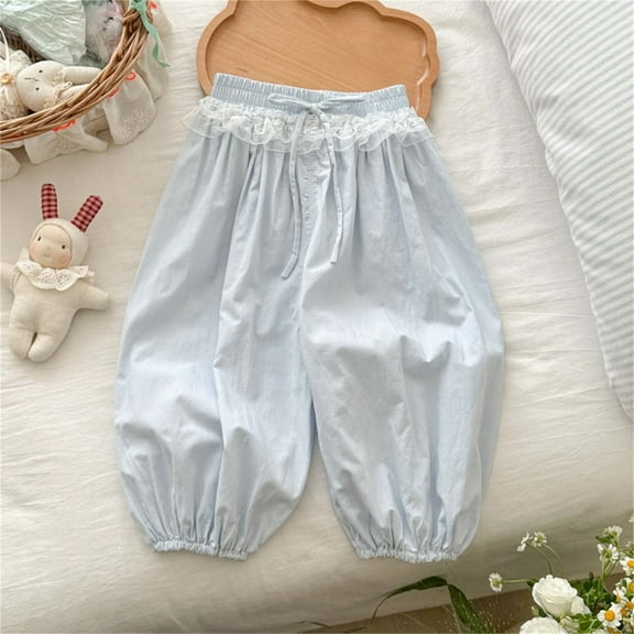 SNKSDGM Back-to-School Girls Pantaloons Casual Playful with Elastic Waist for Everyday Outdoor Activities Age 1-8 Years Comfortable Spring Summer Pants