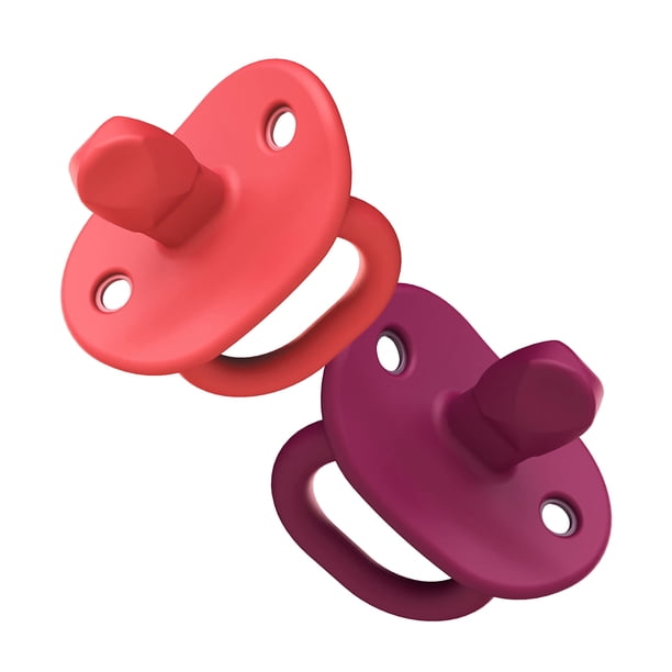 Chupete de ortodoncia de silicona Boon Jewl para 3 a 6 meses, color rosa, paquete de 2