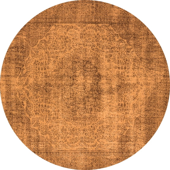 Ahgly Company Indoor Round Oriental Orange Industrial Area Rugs, 5' Round