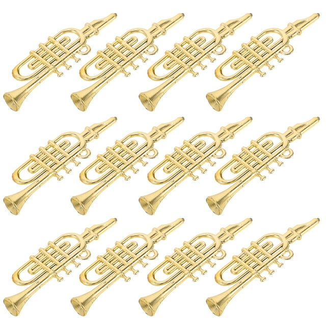 Miangastore 12pcs Miniature Musical Instruments For Christmas Tree Decoration Diy Accessories Plastic Trumpet For Dollhouse And Holiday Ornaments