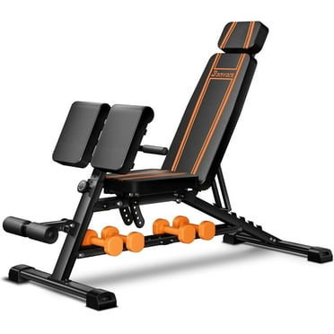 1000LBS Adjustable Weight Bench, Heavy Duty Workout Bench Press with Handle for Home Gym Exercise, Roman Chair Ab for Hyper Back Extension with Handle, Sit Up Flat Incline Decline Bench for Full Body
