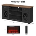 thumbnail image 4 of Fireplace TV Stand for 70inch TVs, LEGAHOME Modern 63" TV Stand with 30" Fireplace, Entertainment Center with Storage Drawers, Brown Tabletop and Black Cabinet, 4 of 9