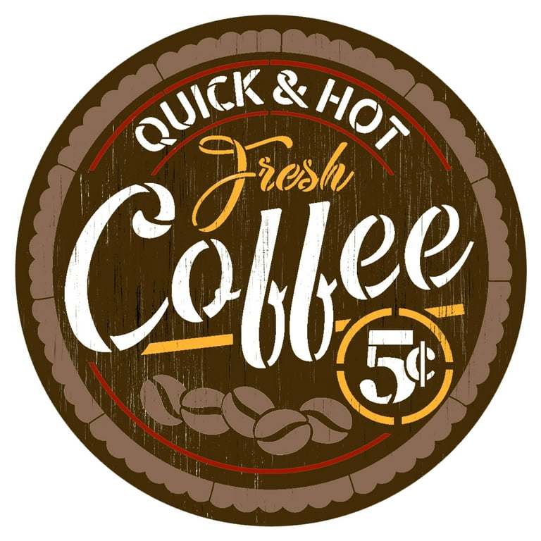 Quick and Hot Coffee 5 Cents Stencil by StudioR12 | Craft DIY Cafe Home  Decor | Paint Coffee Bar Wood Sign | Reusable Mylar Template | Select Size