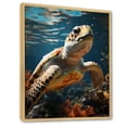 thumbnail image 2 of Designart "Whimsical Turtle: Ocean Explorer" Animals Turtle Floater Framed Canvas Art Print, 2 of 5