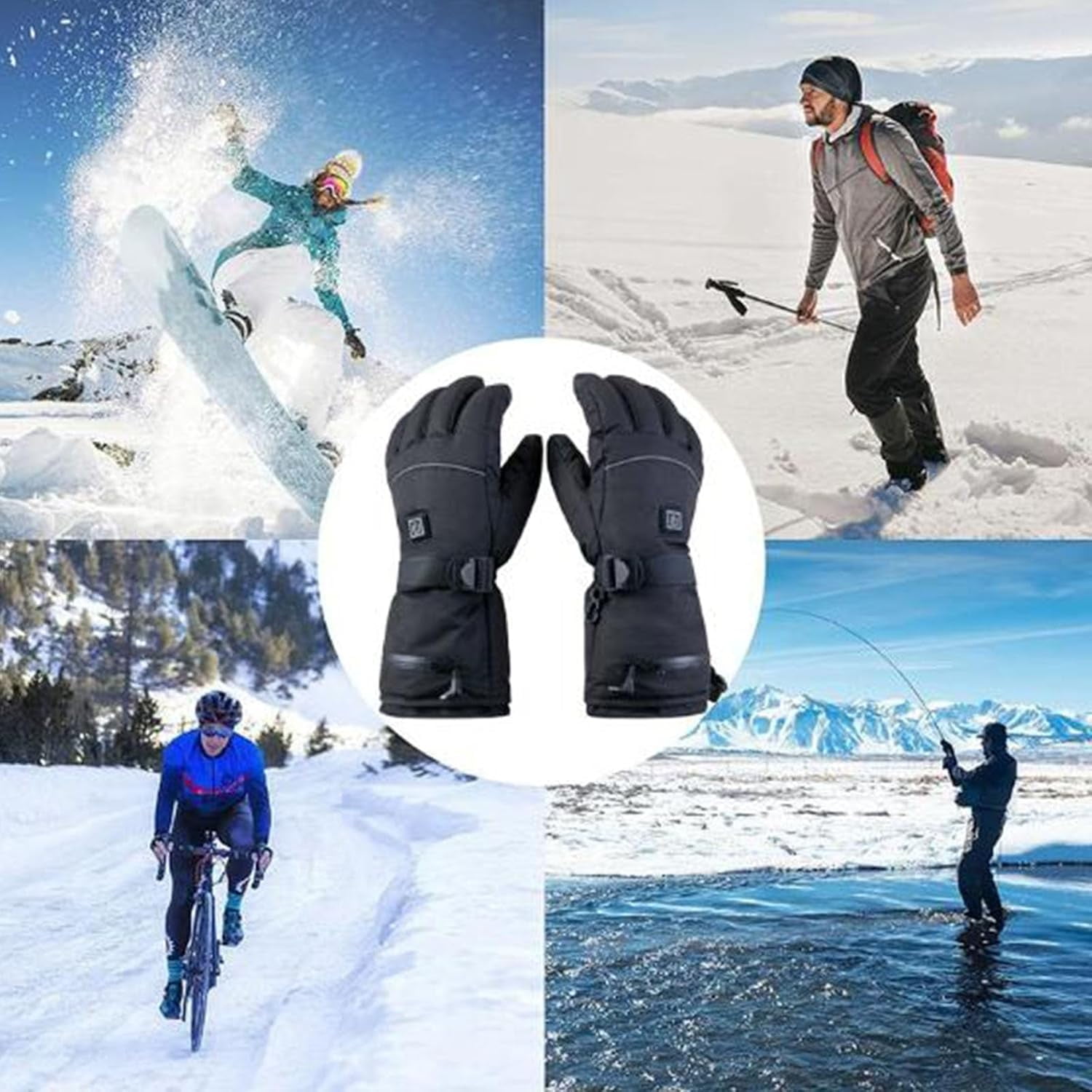 SONGAUN Heated Gloves for Men Women, Rechargeable Hand Warmer with Touchscreen, Waterproof Electric Heated Ski Glove for Winter Outdoor Work Hunting Camping Snowboarding Hiking
