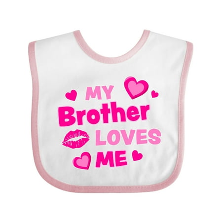 

Inktastic My Brother Loves Me with Hearts and Kiss Gift Baby Boy or Baby Girl Bib