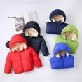 thumbnail image 2 of PatPat Toddler Boy Coats Girl Jackets Winter Fleece Lined Hooded Puffer Jacket for Kids Solid Long Sleeve Warm Outerwear, Dark Blue, 5-6 Years, 2 of 8