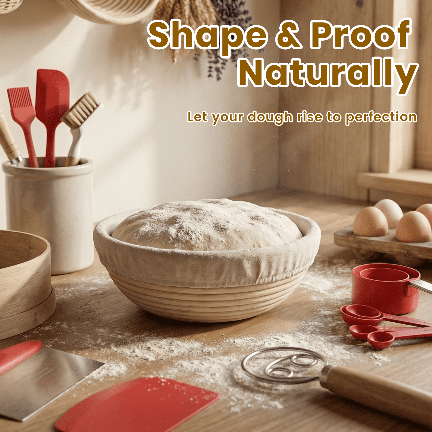 NULAS 52-Piece Sourdough Starter Kit , Oval Banneton Proofing Baskets, Bread Baking Supplies Set including Sourdough Jar, Perfect Baking Gifts for Beginners & Home Bakers