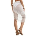 thumbnail image 5 of Women Beach Sarongs Sheer Mesh Swimsuit Cover Up, Bikini Wrap Skirt Swimwear Bathing Suits, White, 5 of 6