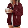 thumbnail image 2 of Womens Plus Size Hoodies Sweatshirt Long Sleeve Zip Up Drawstring Jacket Coat Outwear with Pocket(M-3XL), 2 of 2