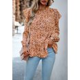 thumbnail image 2 of All-Over Ruffle Detail Floral Print Long Sleeve Blouse for Women Orange X-Large, 2 of 5