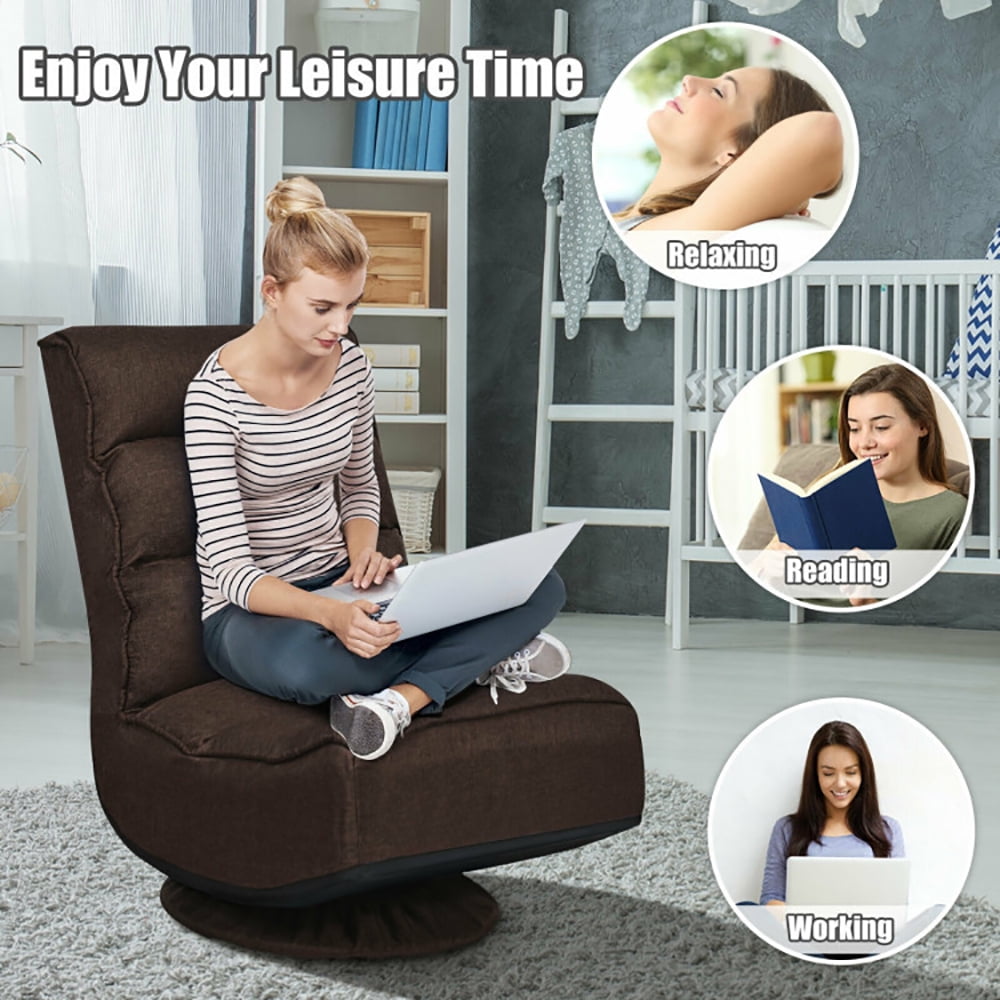 Finihen Folding Lazy Sofa Chair, Floor Chair, 5-Position Folding Floor Gaming Chair, for Living Room, Bedroom, for Gaming, Reading, Brown Finihen Folding Lazy Sofa Chair, Floor Chair, 5-Position Folding Floor Gaming Chair, for Living Room, Bedroom, for Gaming, Reading, Brown
