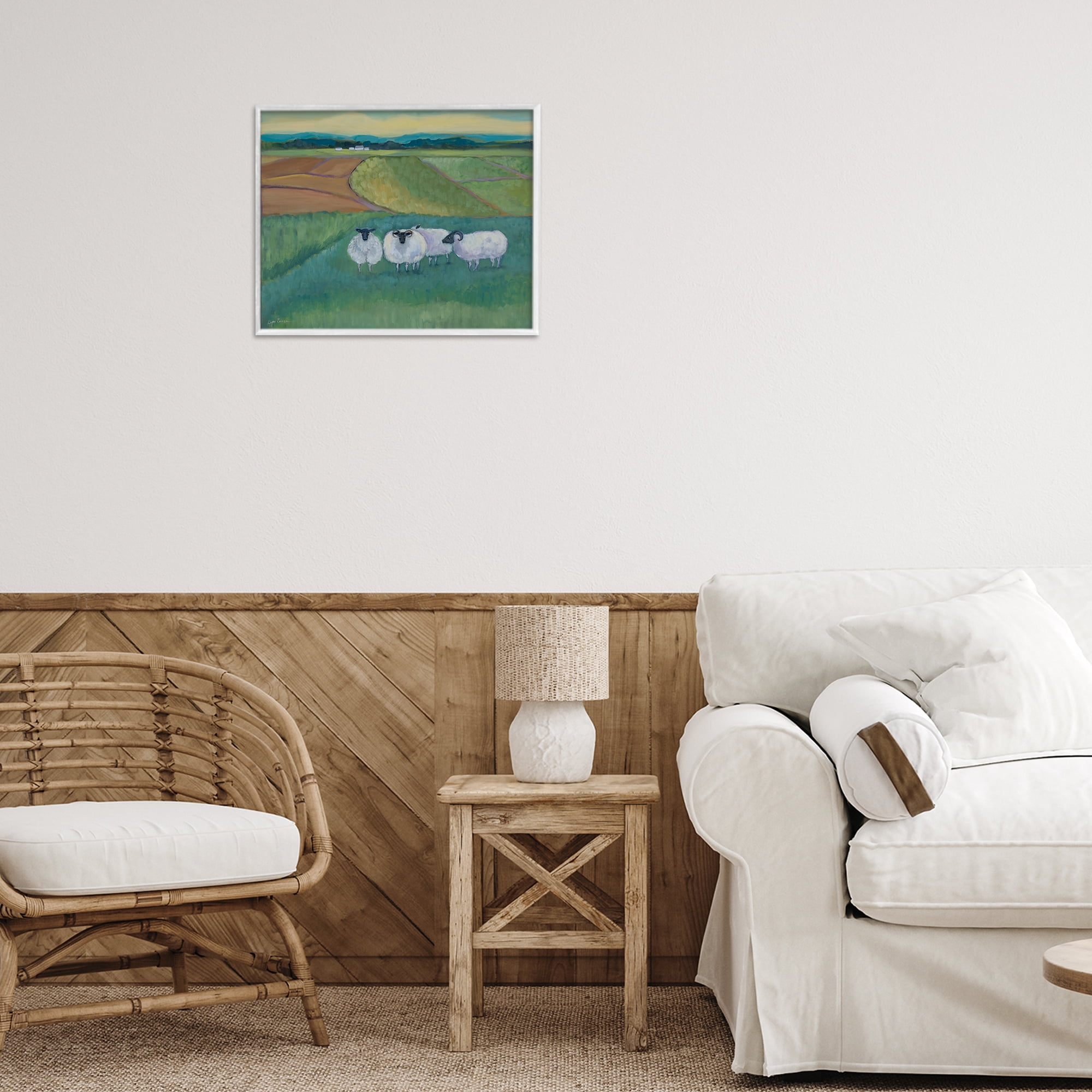 Stupell Industries Sheep Herd Meetup White Framed Giclee Art, design by Lynn Ericson Fine Art