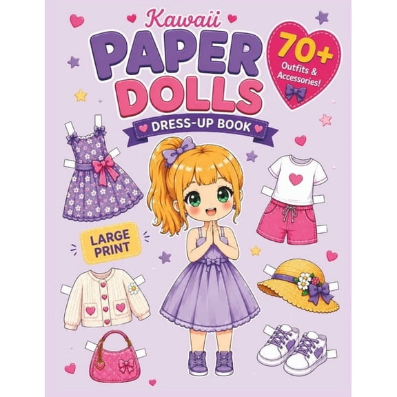 Vintage Papel Dolls Cozy Claudia Studio Kawaii Paper Dolls Dress-Up Book: 70 Outfits, Shoes & Accessories for Kids Large Print Cut, Dress, Mix & Match Endless , (Paperback)