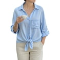 thumbnail image 3 of UDAUDU Womens Linen Cover Up 2026 Beach Button Down Shirt Swimsuit Coverup Bathing Suit Cover Ups for Swimwear Vacation Sky Blue M, 3 of 5