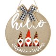 thumbnail image 1 of Rustic Hello Sign Fall Gnome Front Door Hanger Round Burlap Autumn Gnome Sign Welcome Sign for Farmhouse Porch Autumn Front Door Decoration, 1 of 7
