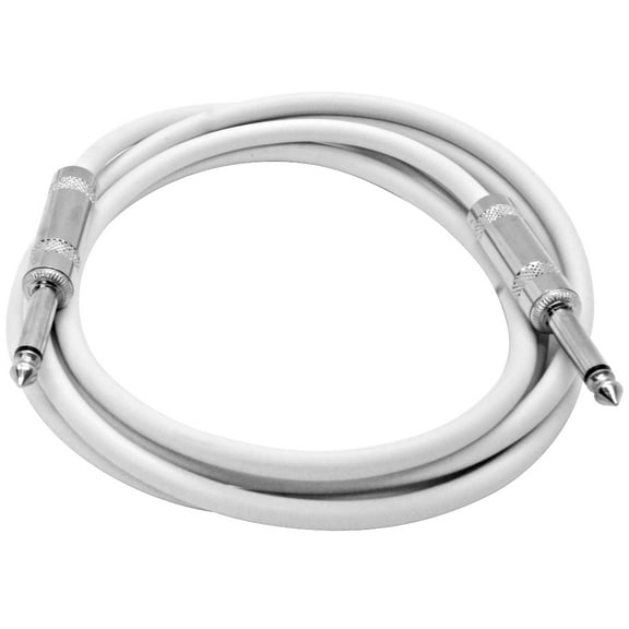 Seismic Audio 6 Foot 1/4 Inch TS Patch Cable - Unbalanced White Audio Cord - SASTSX-6White
