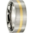 thumbnail image 4 of Titanium/14K Titanium Brushed With 14K Yellow Inlay 8mm Flat Band (Size 10.5) Made In China tb218-10.5, 4 of 5