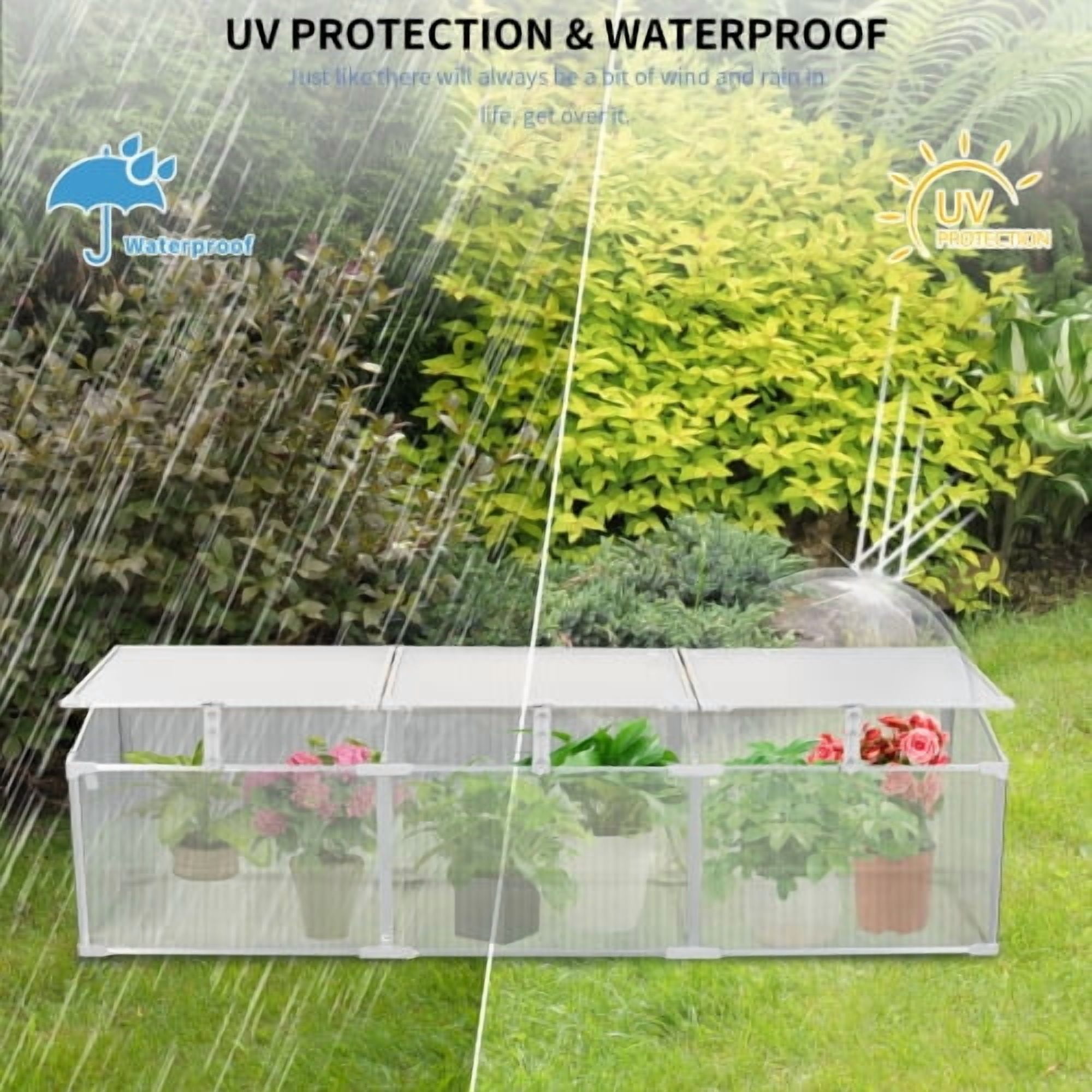 6x2 FT Heavy Duty Polycarbonate Greenhouse - Walk-in Aluminum Frame Greenhouse with Sliding Doors, Roof Vent & Raised Base - All Season Outdoor Garden Greenhouse for Backyard, Patio