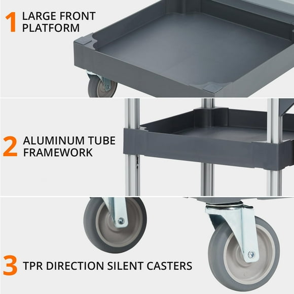 EDTara Commercial Janitorial Cleaning Cart on Wheels, Professional Cleaning Caddy with Lockable Cover, Heavy-Duty Hand-Pushed Collapsible Janitorial Cart for Hotels, Offices, Hospitals
