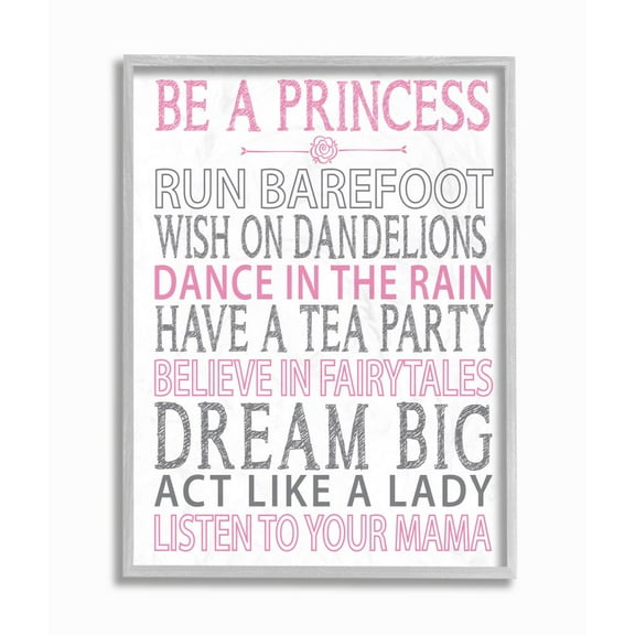 The Kids Room by Stupell Be a Princess Pink Typog Framed Wall Art by Susan Newberry Designs