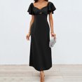 thumbnail image 2 of hotojiny 2024 Womens Wedding Guest Dress Ruffle Short Sleeve Fashion Maxi Dress Elegant Evening Party Cocktail Long Dress, 2 of 4