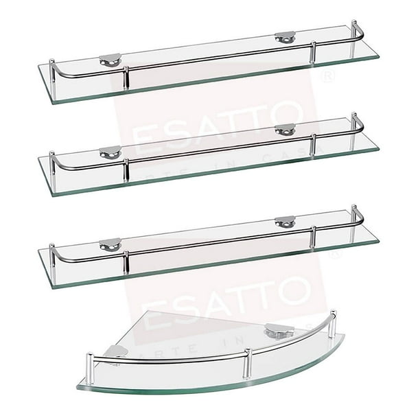 Paquete de 3 repisas de vidrio rectas y 1 repisa de vidrio esquinera ESATTO ESATTO AC-047