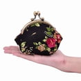 thumbnail image 4 of Coin Pouch Canvas Card Purse Clasp Closure Classic Rose Pattern Keys Wallet Gift Round, 4 of 7
