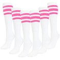 thumbnail image 1 of TUBE SOCKS (22"LONG) 8-PAIRS WHITE WITH 3 PINK STRIPES, 1 of 2