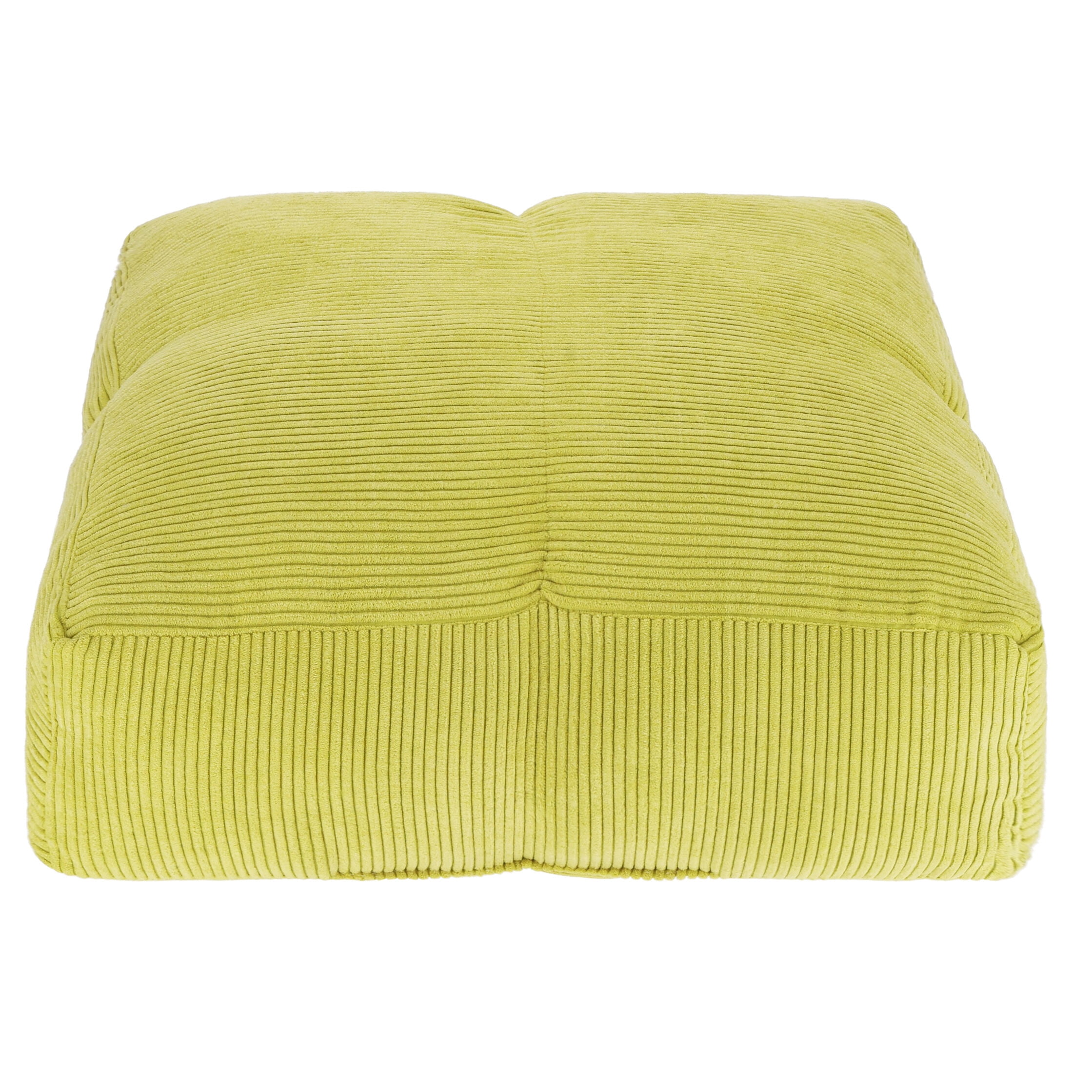 Mainstays Floor Cushion Decorative Pillow, Green Silk Ribbed Corduroy, 20 in x 20 in x 6 in