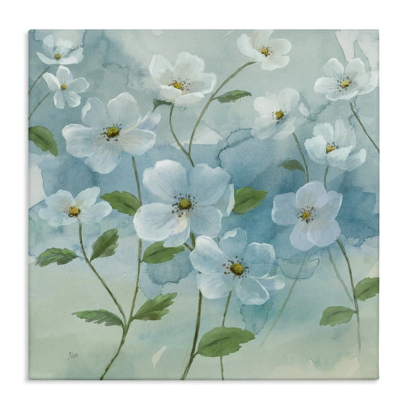 Stupell Industries Bountiful White Flowers Plants & Flowers Painting Wrapped Canvas Art Print Wall Art, 17 x 17