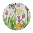 thumbnail image 2 of JEUXUS  Spring Summer Lavender Tulip Tablecloth, Blooming Floral Disposable Table Cloth, Watercolor Seasonal Holiday Table Cover for Easter Picnic Spring Summer Party Decorations,, 2 of 7