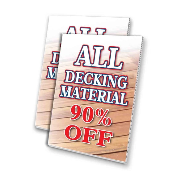 All Decking Material 90 Off (24" X 36") 4mm Corrugated Plastic Panel, Graphics Applied To 1 Side (Pk of 2)