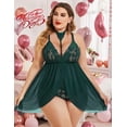 thumbnail image 3 of SUCS Plus Size Lingerie for Women Sexy Lace Babydoll Mesh Choker Sleepwear L-5XL, 3 of 6