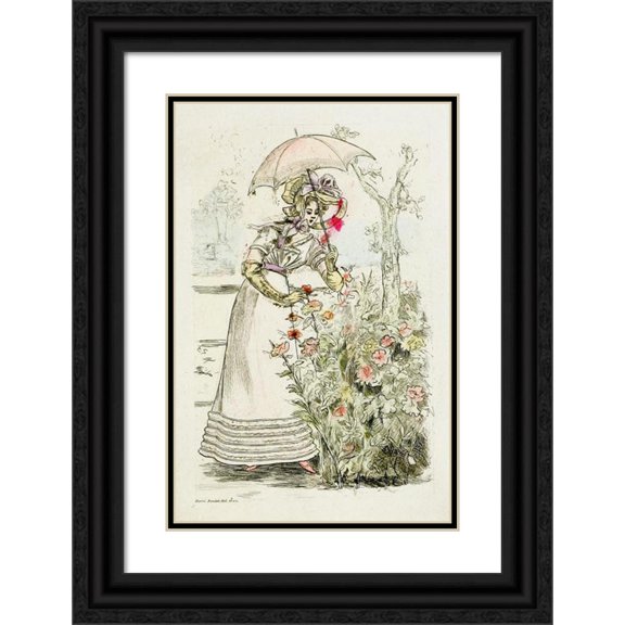 Henri Boutet 17x24 Black Ornate Framed Double Matted Museum Art Print Titled: 1922 Nineteenth Century Female Modes (1908)