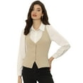 thumbnail image 1 of Chaleco de mujer con cuello halter, chaqueta sin mangas vintage con botones, chaleco de traje elegante Albaricoque XL, 1 of 6