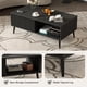 thumbnail image 4 of Negra 2 niveles de madera coffee mesa con sliding door: grande rectangle moderno cocktail mesa con almacenamiento, solid wood legs - suitable sala de estar, home, y oficina (mid century style), 4 of 8