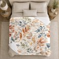 thumbnail image 5 of Watercolor Autumn Leaves Pumpkins Mantel Scene, Peaceful Pet Portrait Pattern, Warm Flannel Blanket for Living Room and Reading Nook, Cat Lovers Thanksgiving Gift, Pet Lover Home Decor, 5 of 9