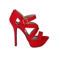 thumbnail image 2 of Qupid New AI72 Women Nubuck Peep Toe Stappy Platform Heel Sandal, 2 of 5