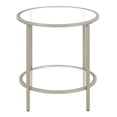 thumbnail image 5 of Evelyn&Zoe Sivil 20" Wide Round Side Table with Glass Shelf, Satin Nickel, 5 of 5